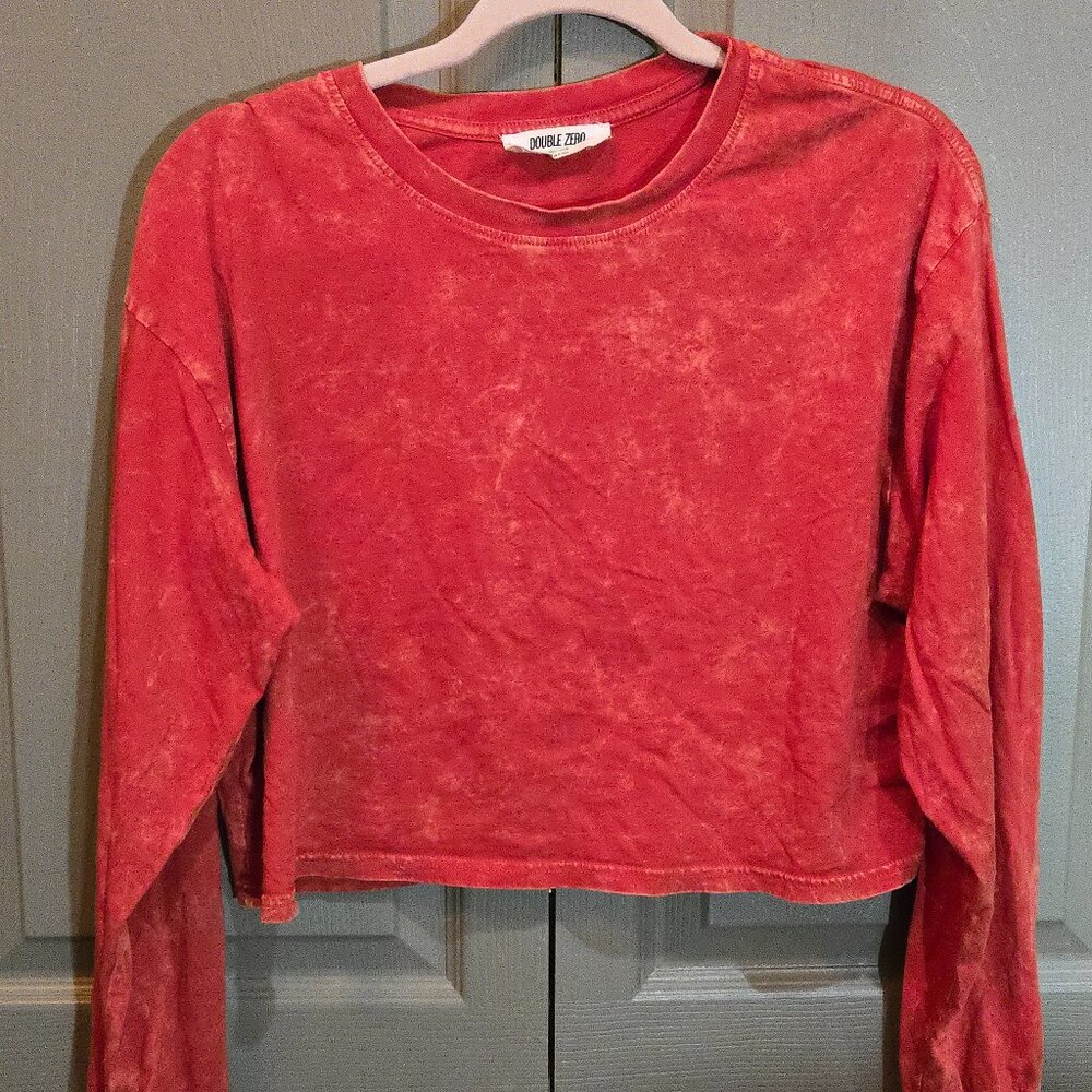 Double Zero Cool Cropped Burnt Orange Acid Wash Tshirt